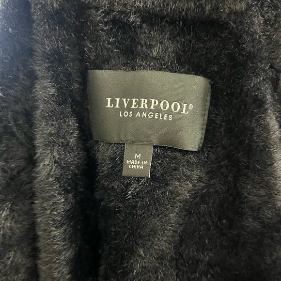 Liverpool Los Angeles Black Fuzzy Faux Fur Knit cardigan sweater. NWOT! - Picture 8 of 8